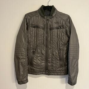 The North Face Puffer Jacket Arel Moto Motorcyle Olive Army Green Womens Med